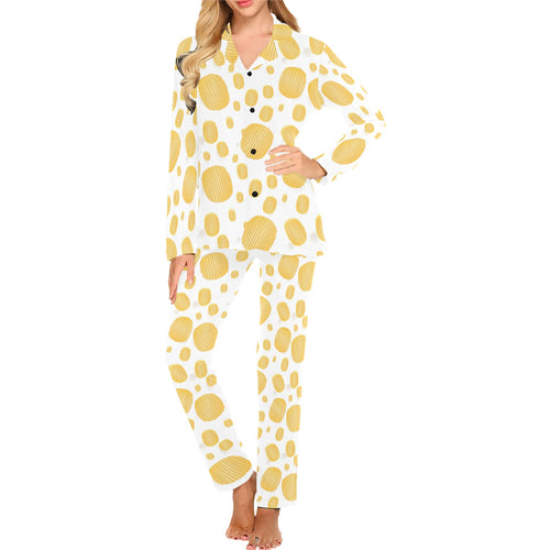Potato Chips Pattern Print Design 03 Women's Long Pajama Set
