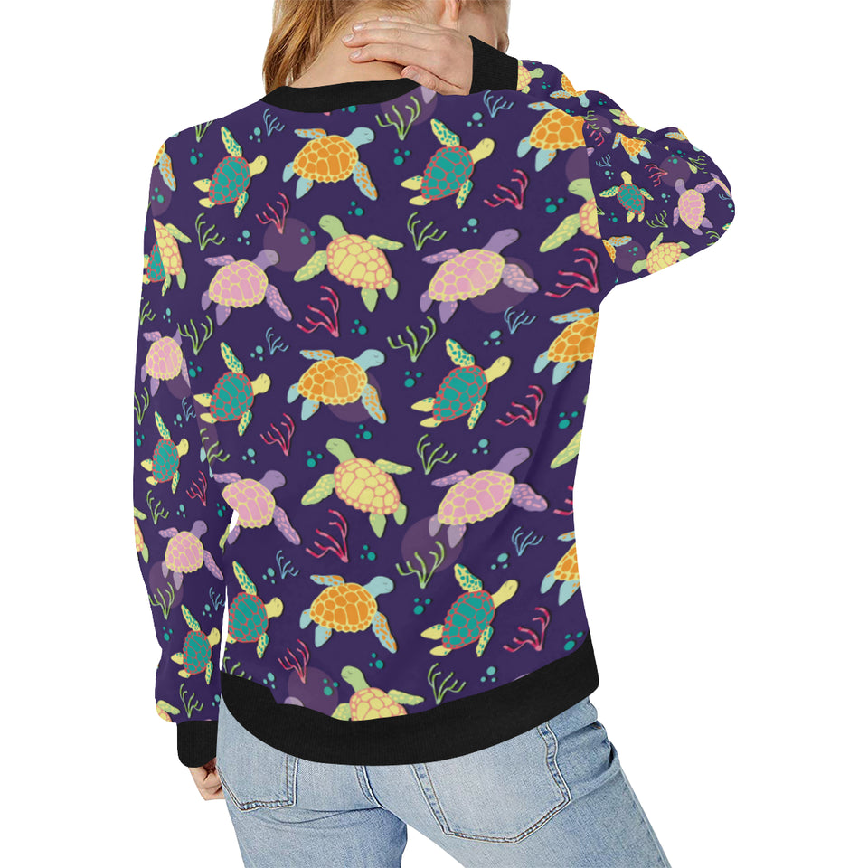 Colorful sea turtle pattern Women's Crew Neck Sweatshirt