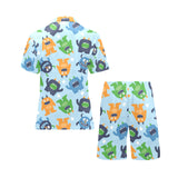 Alien Pattern Print Design 04 Men's V-Neck Short Pajama Set