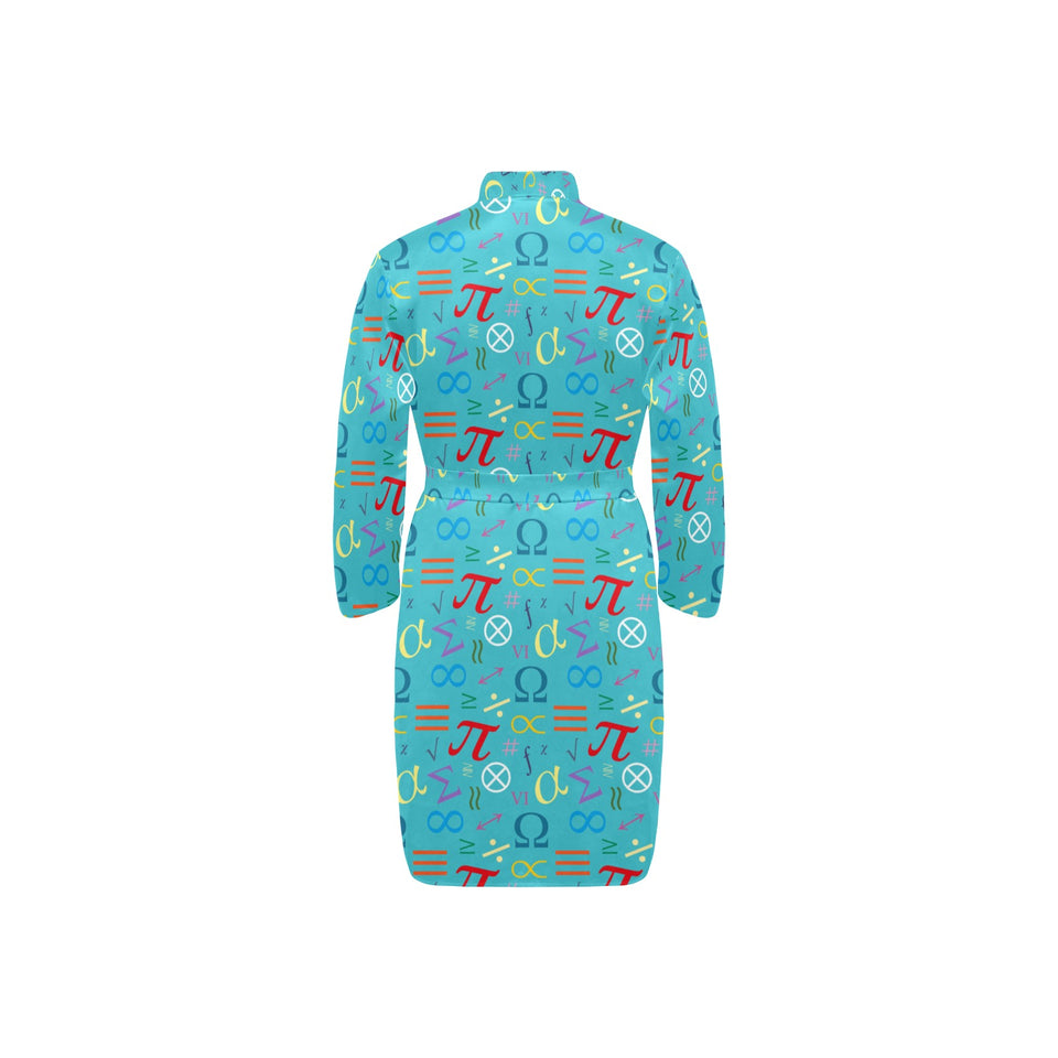 Math Pattern Print Design 02 Men's Long Sleeve Belted Night Robe