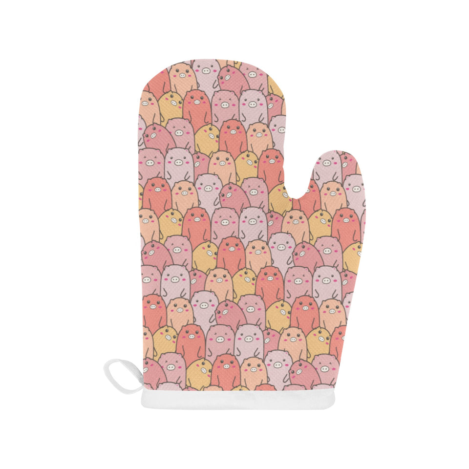 Pig Pattern Print Design 04 Heat Resistant Oven Mitts