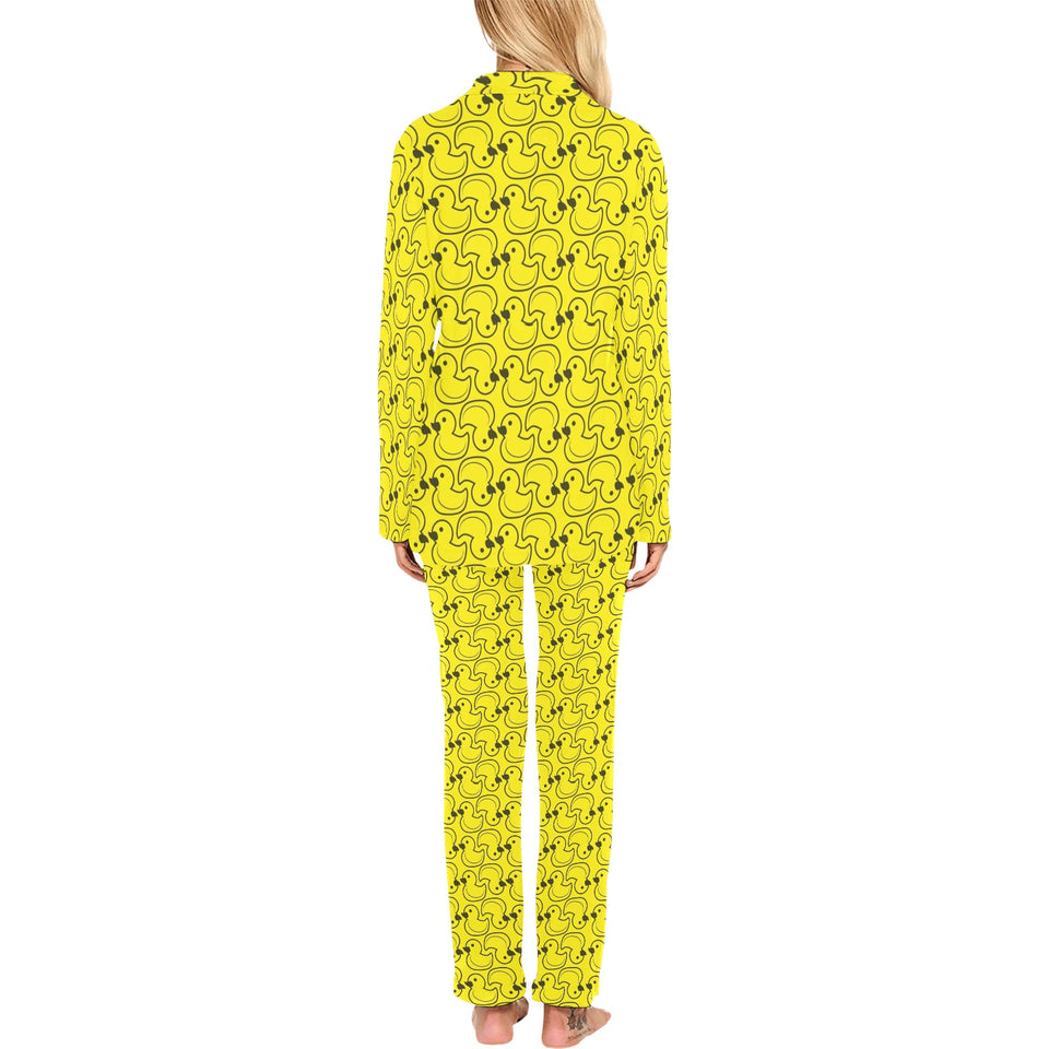 Duck Pattern Print Design 02 Women's Long Pajama Set