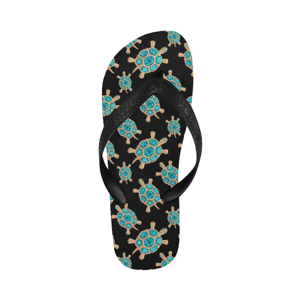 Sea turtle blue stone pattern Unisex Flip Flops
