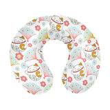 Maneki neko cat fan sakura U-Shaped Travel Neck Pillow