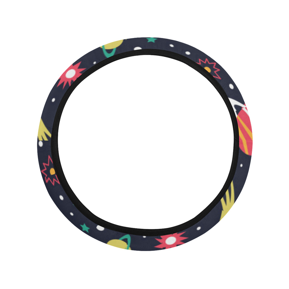 colorful space pattern planet star Car Steering Wheel Cover
