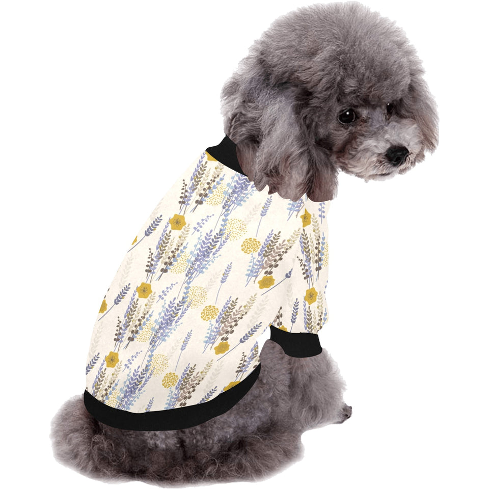 Lavender modern pattern blackground All Over Print Pet Dog Round Neck Fuzzy Shirt