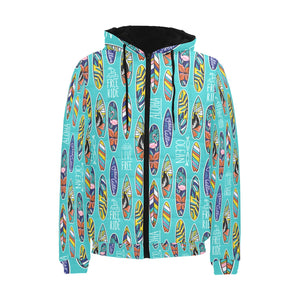 Surfboard Pattern Print Design 05 Men's Padded Hooded Jacket