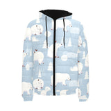 Cute polar bears Christmas decoration pattern Men's Padded Hooded Jacket