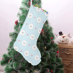 White cute pomeranian pattern Christmas Stocking