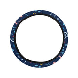 Music Notes Pattern Print Design 03 Car Steering Wheel Cover