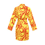 Fire flame design pattern Women's Long Sleeve Belted Night Robe