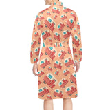 Camper Van Pattern Print Design 03 Men's Long Sleeve Belted Night Robe