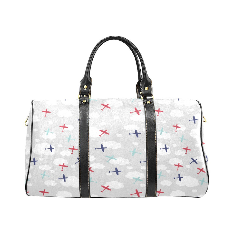 Airplane cloud grey background Travel Bag