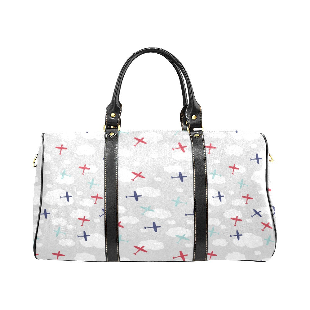 Airplane cloud grey background Travel Bag