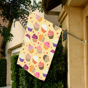 cake cupcake heart cherry pattern House Flag Garden Flag