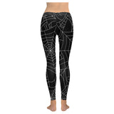 Spider web pattern Black background white cobweb Women's Legging Fulfilled In US