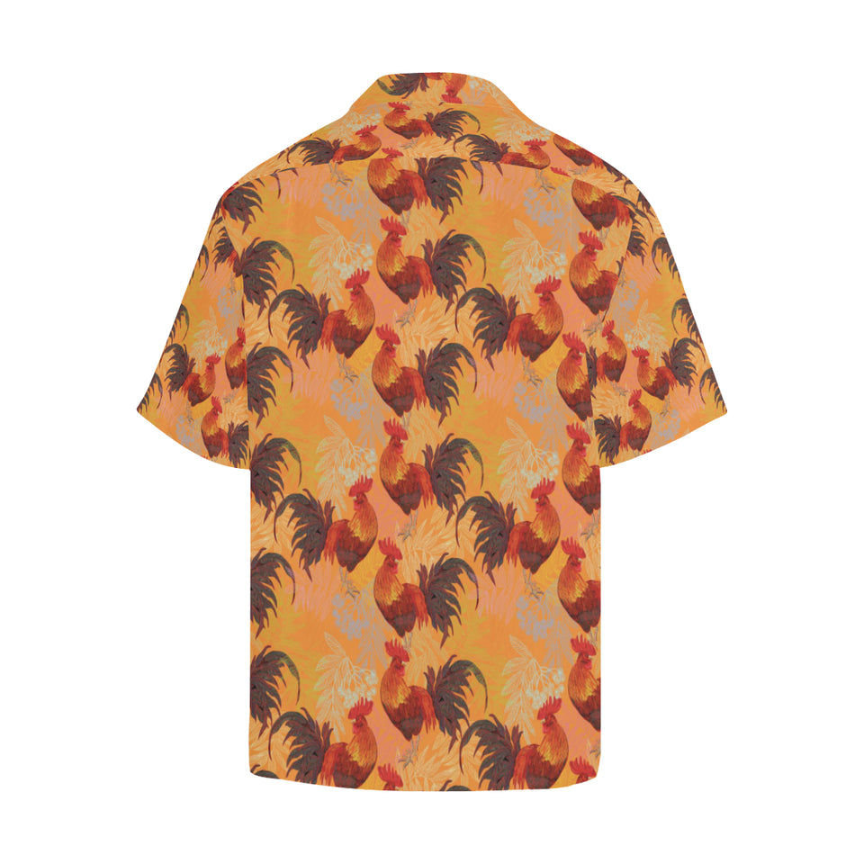 red rooster chicken cock pattern Men's All Over Print Hawaiian Shirt