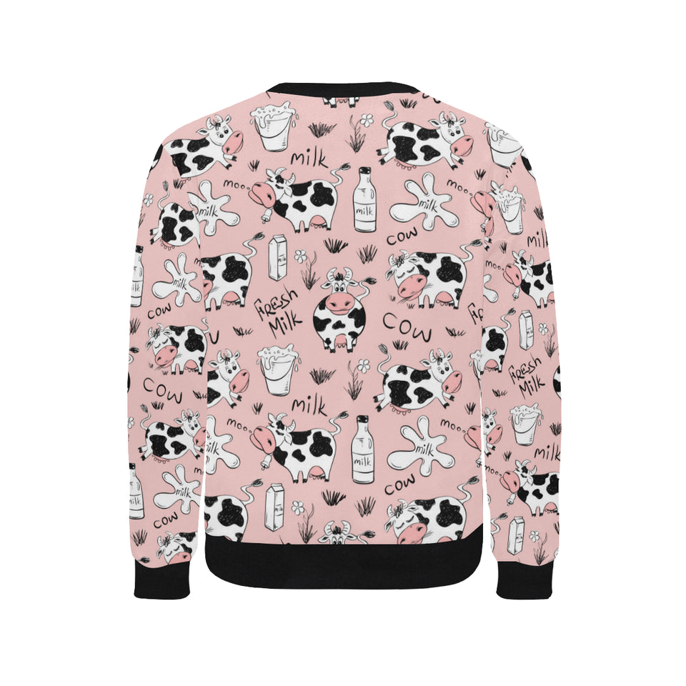 Cows milk product pink background Men's Crew Neck Sweatshirt