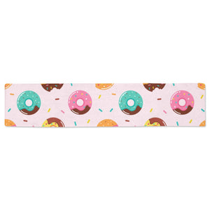 Donut pattern glaze pink background Table Runner