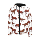 Horses running pattern background Men's Padded Hooded Jacket