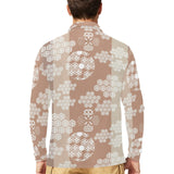 Beautiful hexagon japanese pattern Men's Long Sleeve Polo Shirt