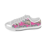 Chameleon lizard pattern pink background Men's Low Top Shoes White