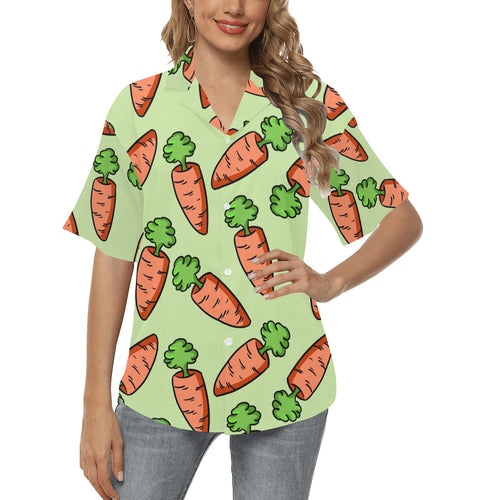 Carrot Pattern Print Design 05 Women's All Over Print Hawaiian Shirt
