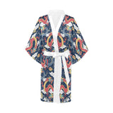 Blue red dragon cloud pattern Women's Short Kimono Robe