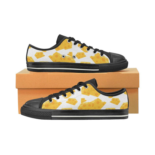 Cheese slice pattern Kids' Boys' Girls' Low Top Canvas Shoes Black