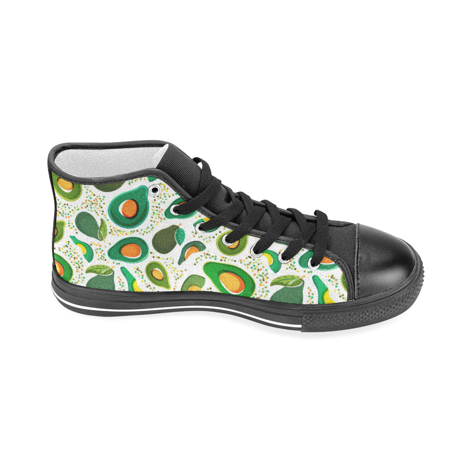 Avocado design pattern Men's High Top Canvas Shoes Black