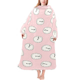 Clock pattern pink blackground Blanket Robe with Sleeves