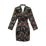 Eagle Pattern Print Design 04 Women's Long Sleeve Belted Night Robe