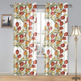 Red tulips and daffodils pattern Gauze Curtain