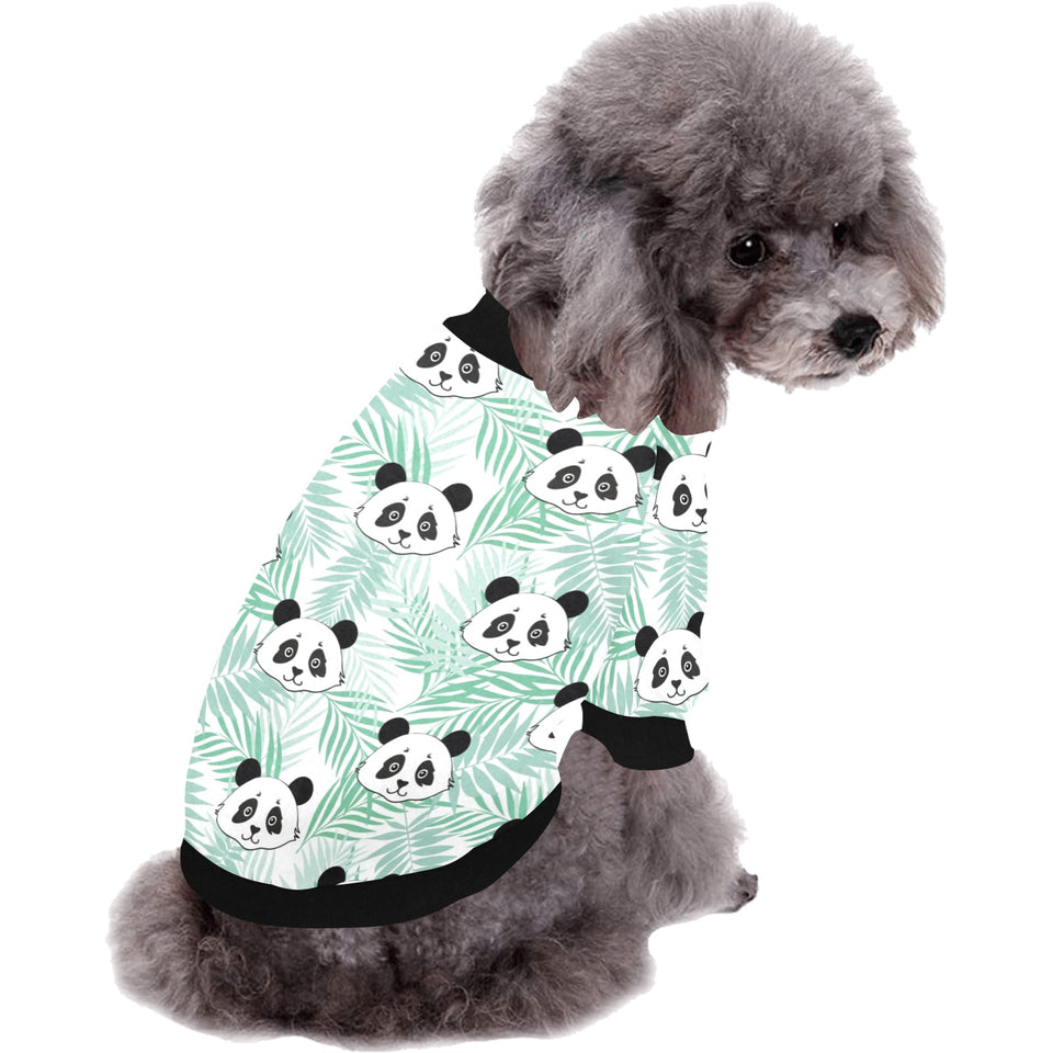 Panda pattern tropical leaves background All Over Print Pet Dog Round Neck Fuzzy Shirt