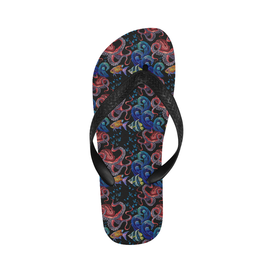 Octopus sea wave tropical fishe pattern Unisex Flip Flops