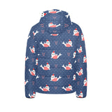 Cute sea lion seal christmas hat candy cane heart Kids' Boys' Girls' Padded Hooded Jacket