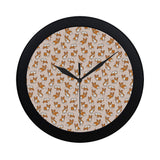 Cute Corgis Pattern pink background Elegant Black Wall Clock