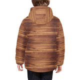 Wood Printed Pattern Print Design 04 Kids' Boys' Girls' Padded Hooded Jacket