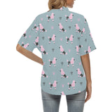poodle dog pattern Women's All Over Print Hawaiian Shirt