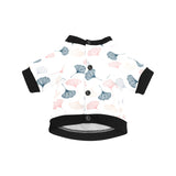Black Gray Cream coral ginkgo leaves pattern All Over Print Pet Dog Round Neck Fuzzy Shirt