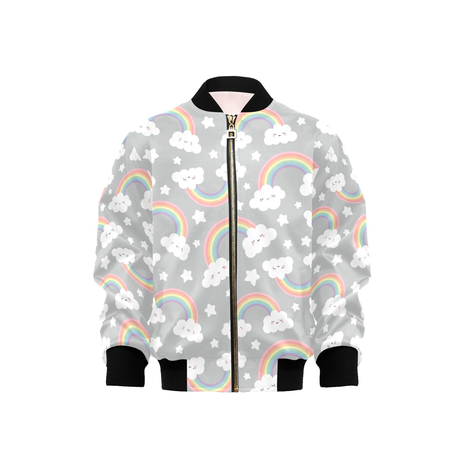 Cute rainbow clound star pattern Kids' Boys' Girls' Bomber Jacket