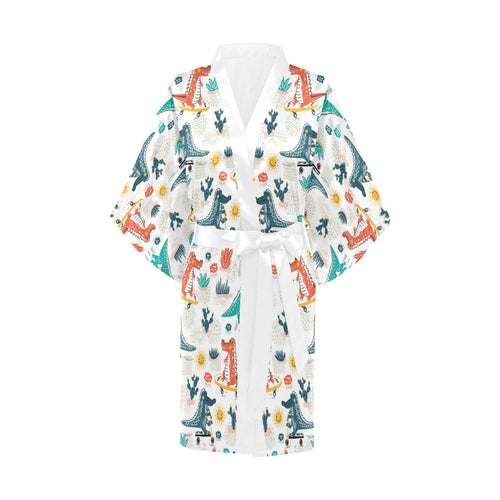 Cute Crocodile Pattern Women's Short Kimono Robe