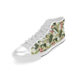 heliconia pattern Men's High Top Canvas Shoes White