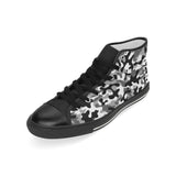 Black white camouflage pattern Men's High Top Canvas Shoes Black