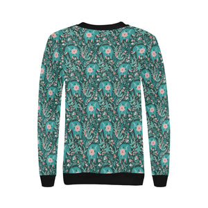 Elephants jungle pattern Women's Crew Neck Sweatshirt