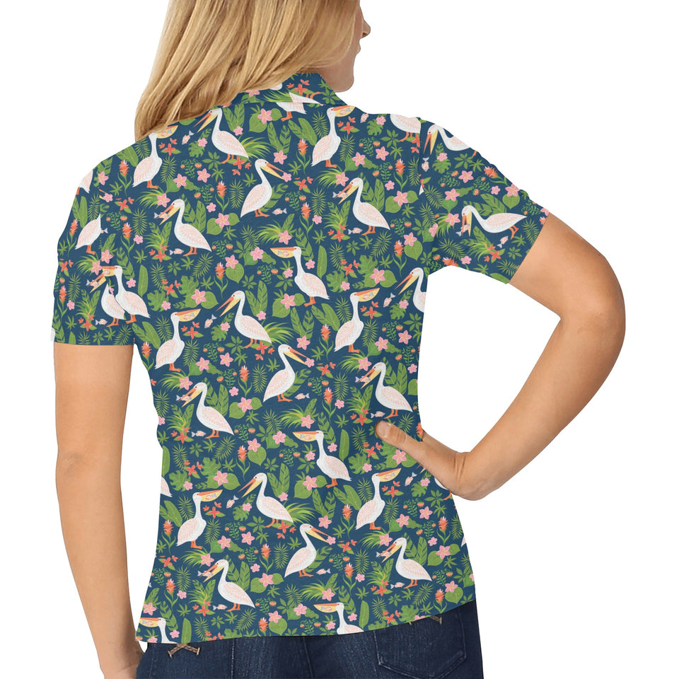 Pelican Pattern Print Design 05 Women's All Over Print Polo Shirt