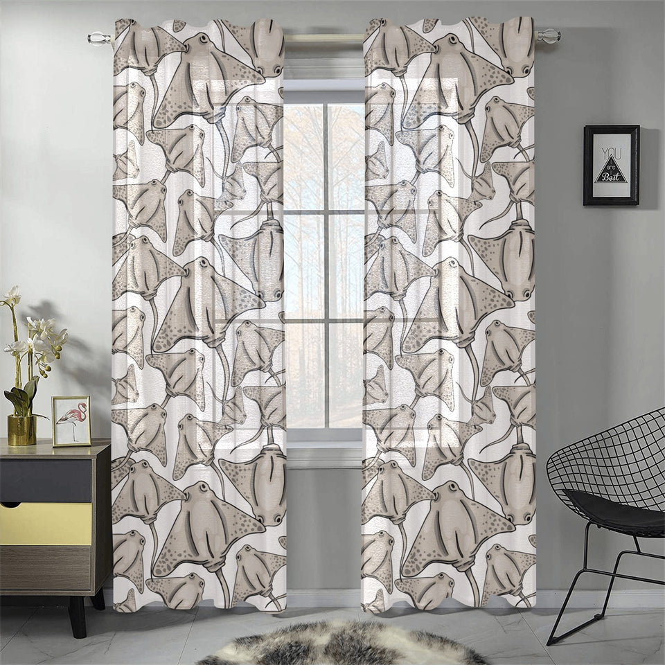 Stingray Pattern Print Design 05 Gauze Curtain