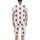 Pig Pattern Print Design 05 Men's V-Neck Short Pajama Set