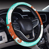 Octopuses sea wave background Car Steering Wheel Cover