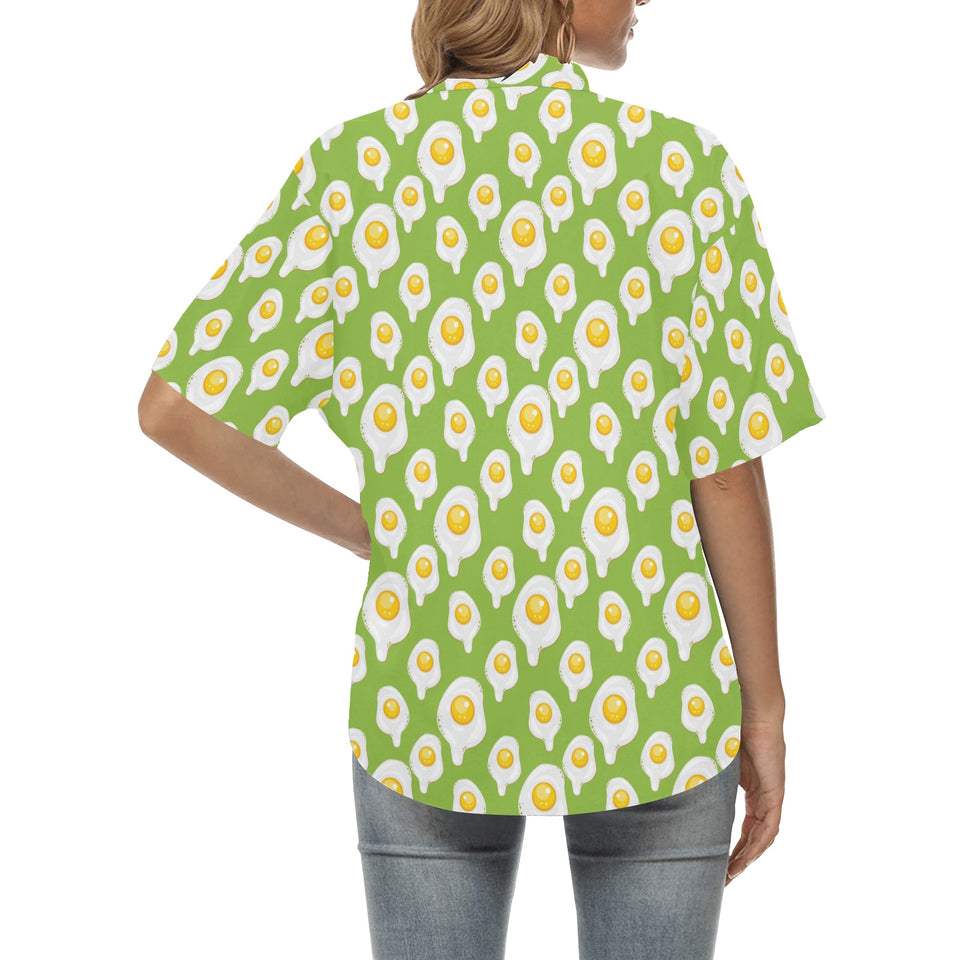 Fried Eggs Pattern Print Design 01 Women's All Over Print Hawaiian Shirt